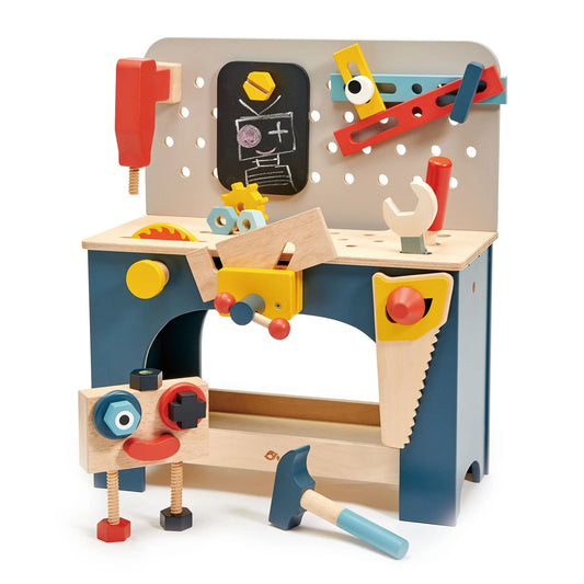 A table top wooden toy tool bench.