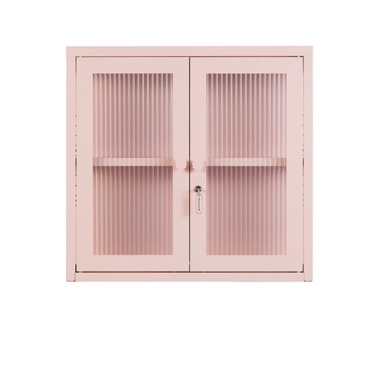 Pink cabinet metal and glass
