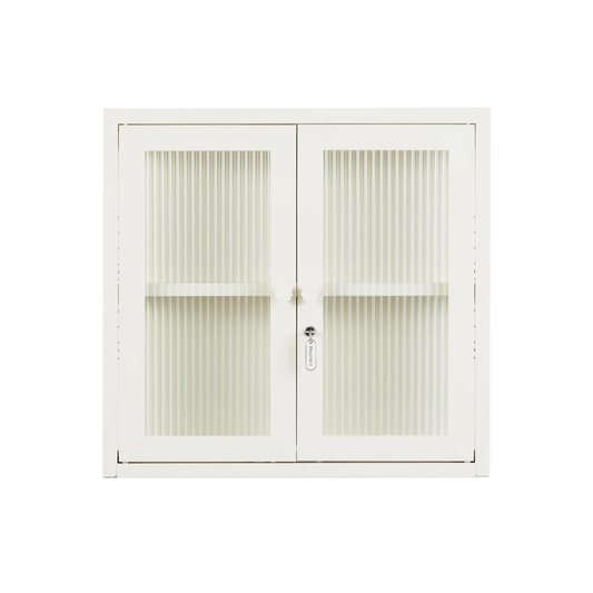 White chalk cabinet with glass