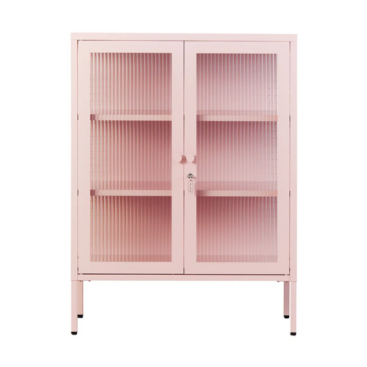 Pinjk blush cabinet with glass