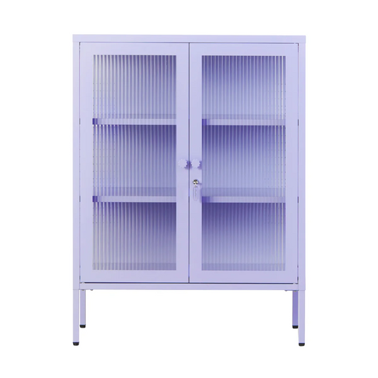 Lilac cabinet with glass panels