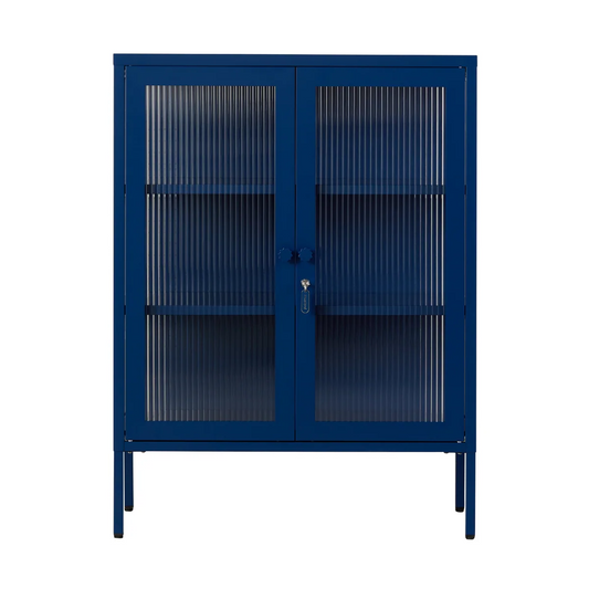 Blue navy glass cabinet on a white background