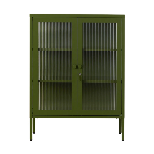 Green olive cabinet on white background