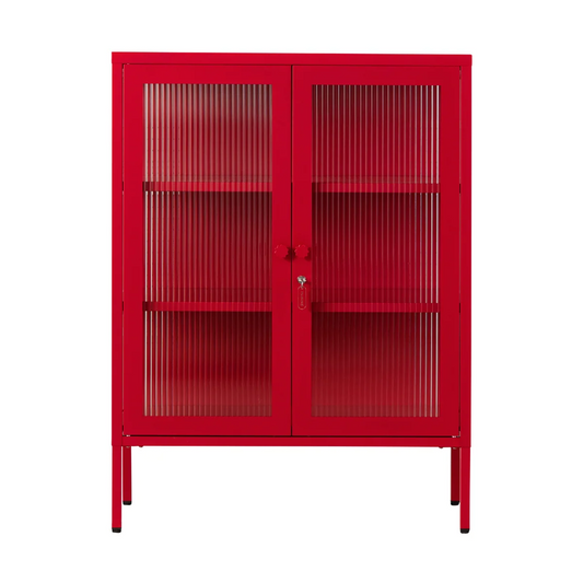 Red poppy cabinet  with glass