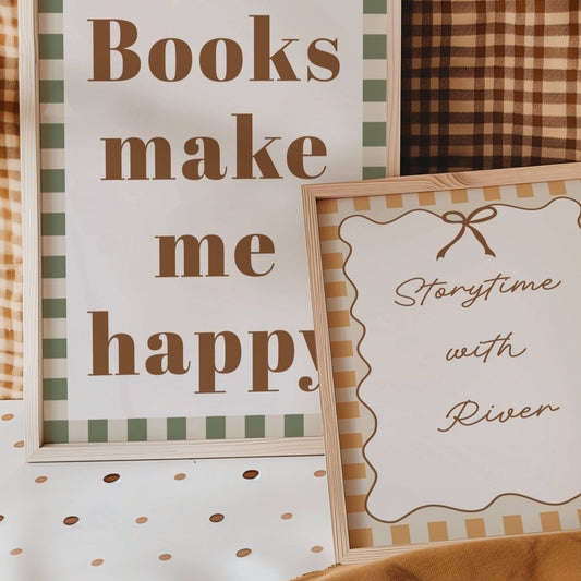 Two framed signs with motivational quotes on a checkered background
