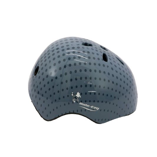 Gray helmet with ventilation holes on a white background