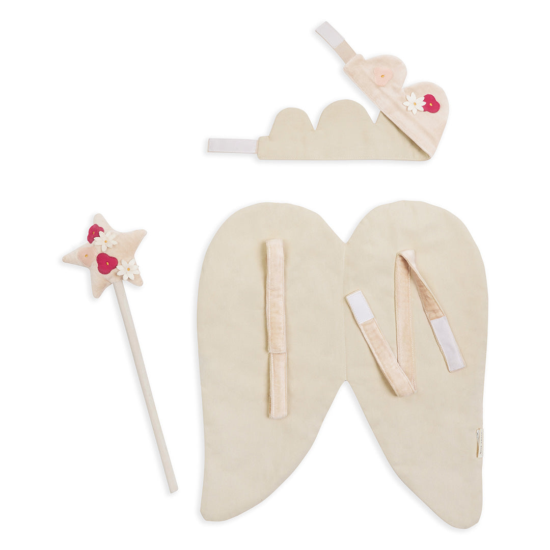 Set of baby accessories including a cloud-shaped headband, wand, and diaper cover on a white background.
