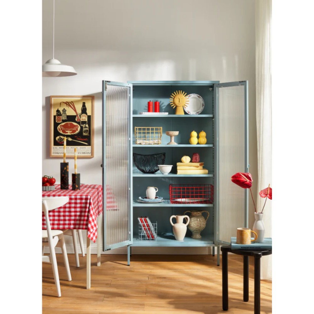 Ocean cabinet with glass door with door opens