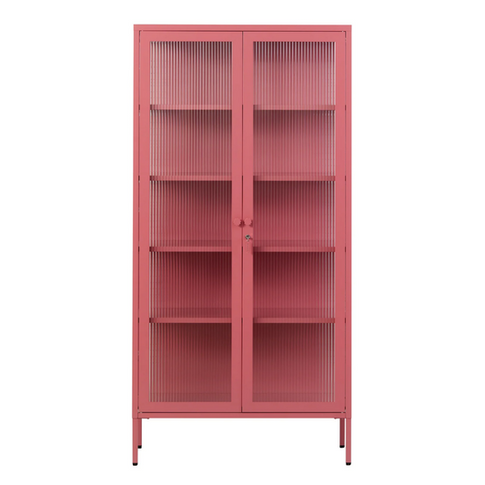 Pink berry cabinet with glass panel