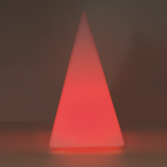 Triangular Sensory light with red glow on a dark background