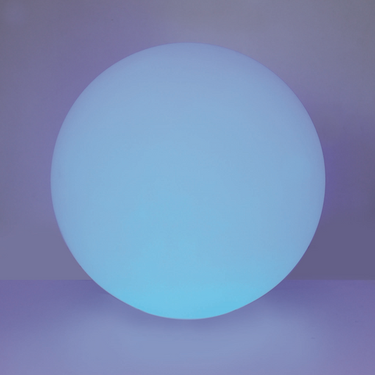 Blue glowing sphere sensory light on a purple gradient background