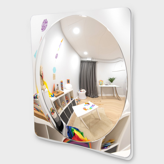 Mirror dome reflecting a play room
