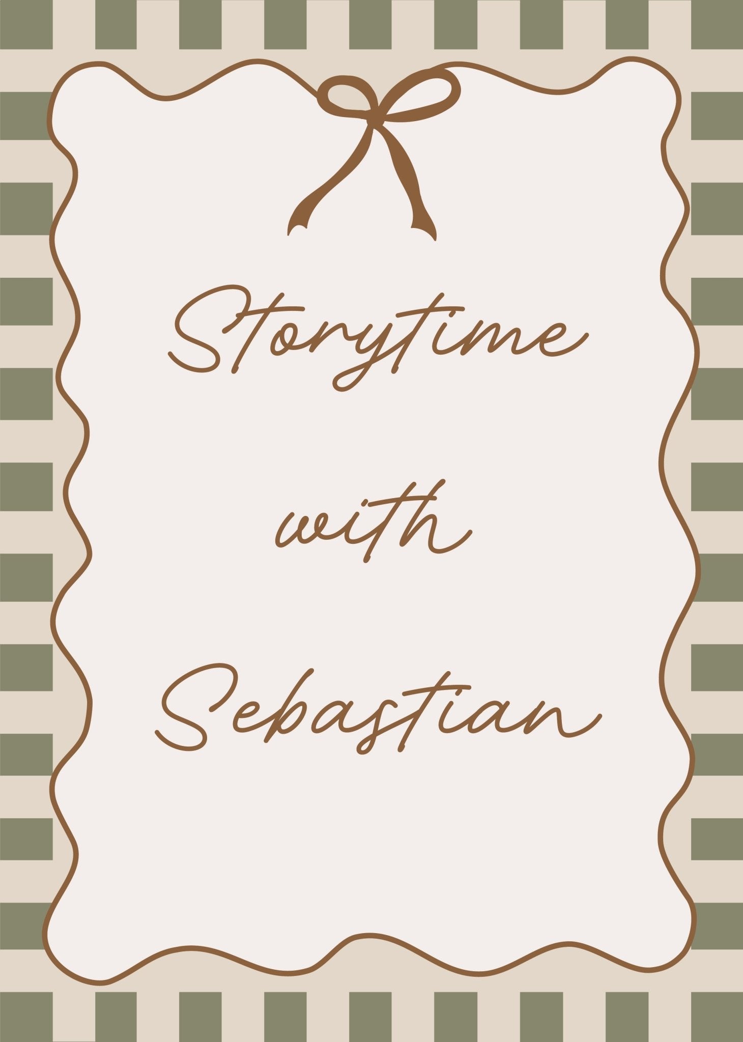 Book cover with 'Storytime with Sebastian' text on a striped background