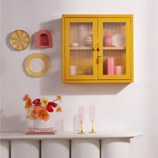Cabinet on wall with home decor around