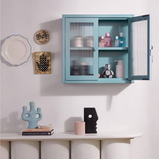 Locker on shelf with decorative items