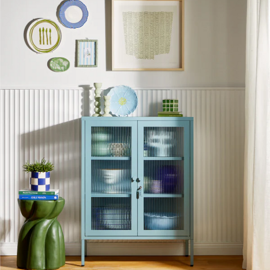 Glass cabinet in a living room